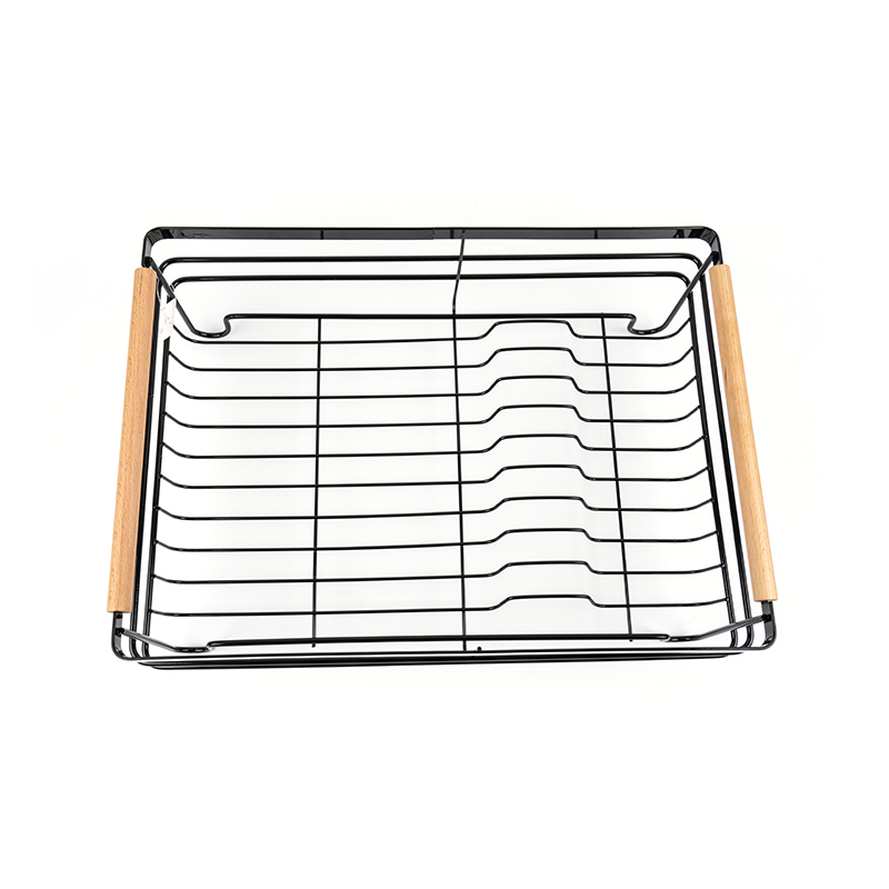木製ハンドル付き金属製食器乾燥ラック