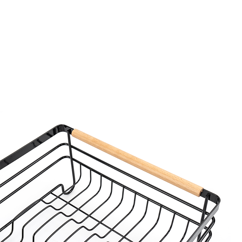 木製ハンドル付き金属製食器乾燥ラック