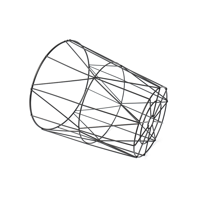 オフィス&寝室用の黒い丸型ワイヤーメッシュゴミ箱