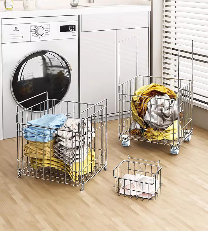 金属製の汚れた衣類バスケットの重量を軽減する技術的な改善は何ですか?