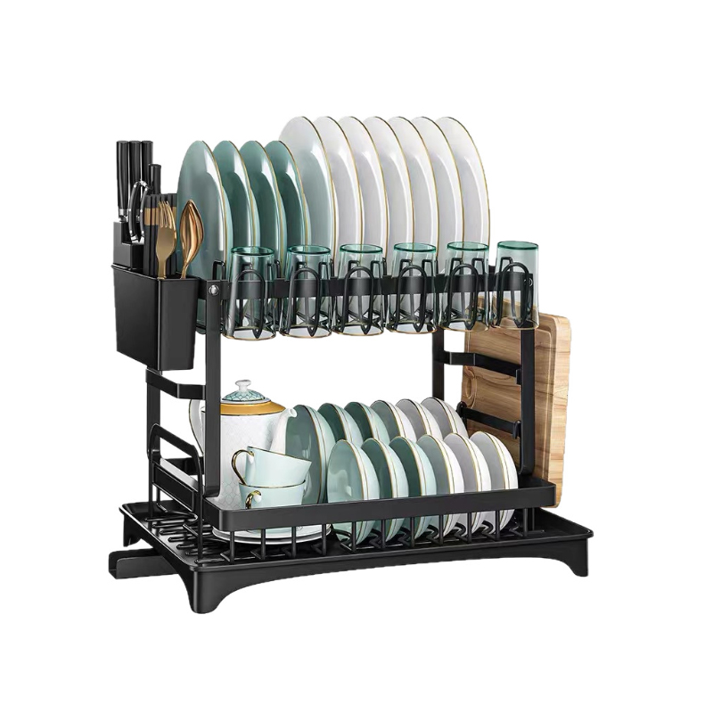 2段ステンレス食器乾燥ラック スノコ付き